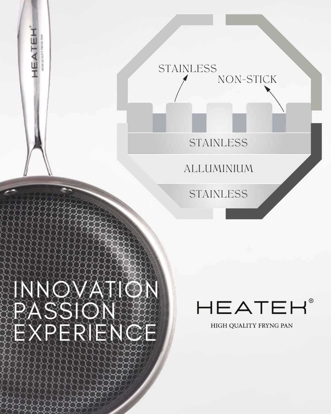 Heatek® Padella in Acciaio Inox Antiaderente e Antigraffio con Triplo Strato Ø 28cm - immagine 4